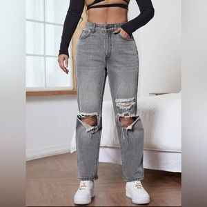 | Shein Solid Ripped Jeans